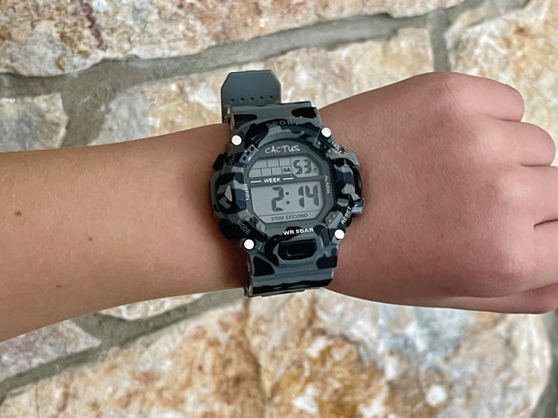 Explorer - Kids Camouflage Digital Watch - Grey Black