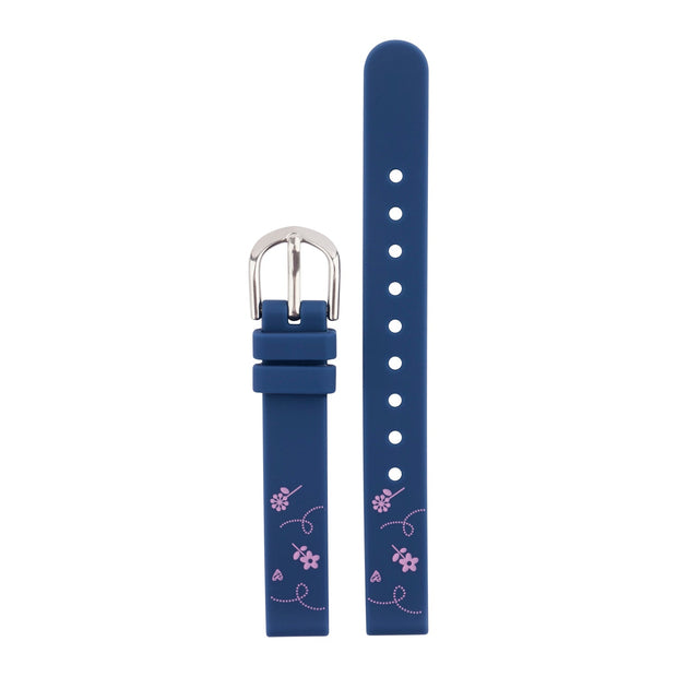 Band for Junior - Blue / Pink flowers Silicone Band for Junior CAC-124-M04 Bands Cactus Watches 