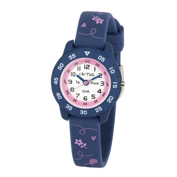 Junior - Time Teacher - Blue / Pink flowers Watches shop cactus watches 