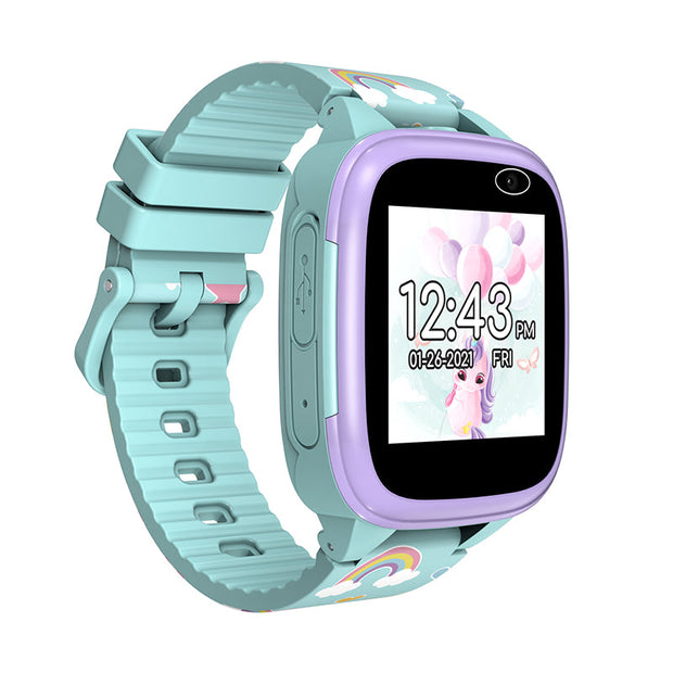 Kidoplay - Kids Smartwatch with Games - Aqua / Purple trim / Rainbow shop cactus watches 