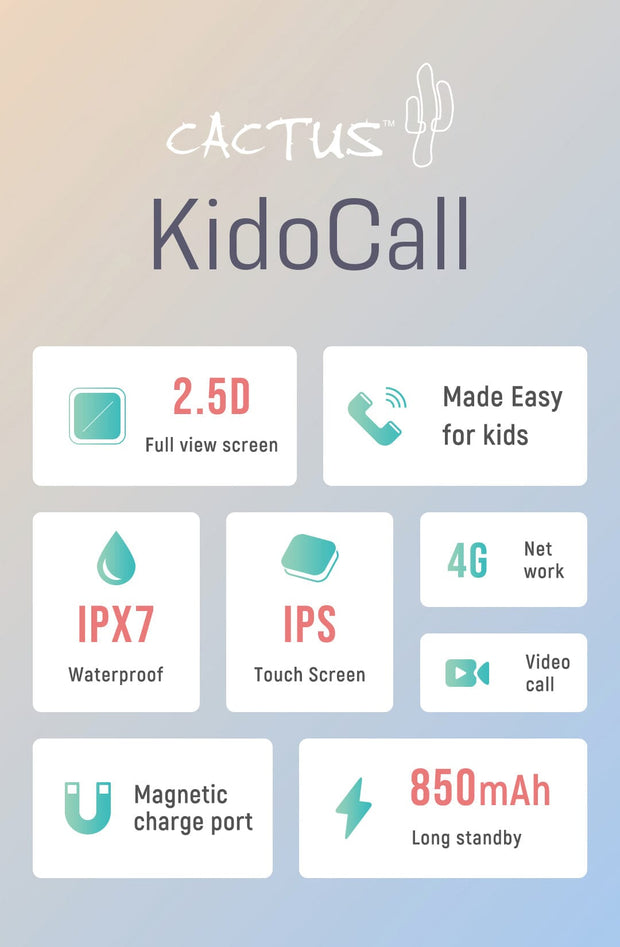 Kidocall - 4G Smartwatch, Phone & GPS Tracking for Kids - Blue Smart Watch shop cactus watches 