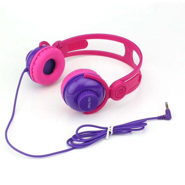 On-Ear Volume Control Kids Headphones - Pink/Purple Headphones Cactus Watches 