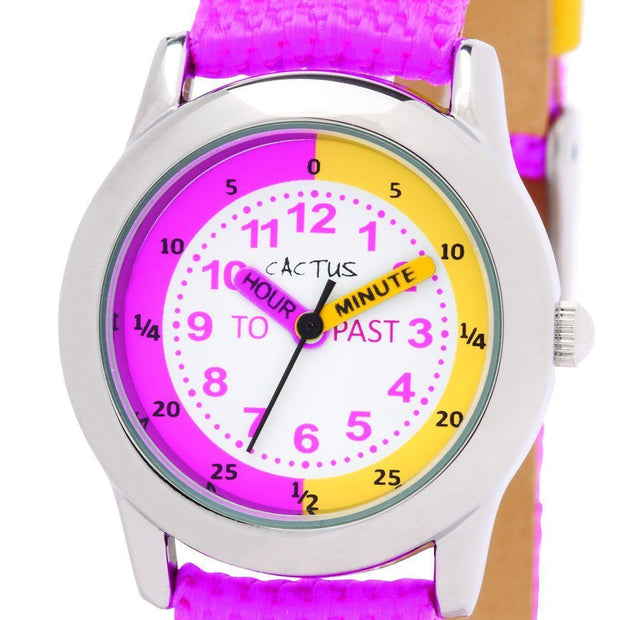 Time Teacher - Girls Kids Watch - Pink / Yellow with Flowers Watches shop cactus watches 